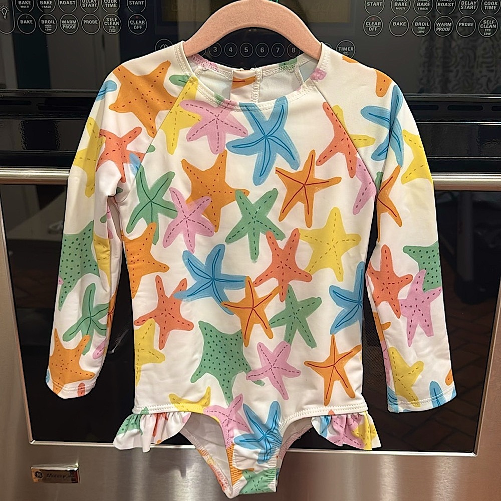 Pearl Street Swim - Sea Stars Rashguard One Piece Swimsuit - Size: 5/6T